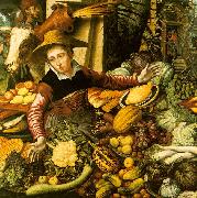 Pieter Aertsen Market Woman  with Vegetable Stall oil